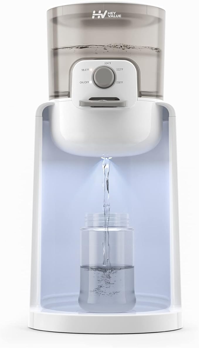 Water Warmer, HEYVALUE Baby Bottle Warmer, Formula Maker with Night Light, 4 Temperature Control & 72H Keep Warm, Detachable Tank, Instantly Dispenses Warm Water, Feed Baby More Easier and Healthier