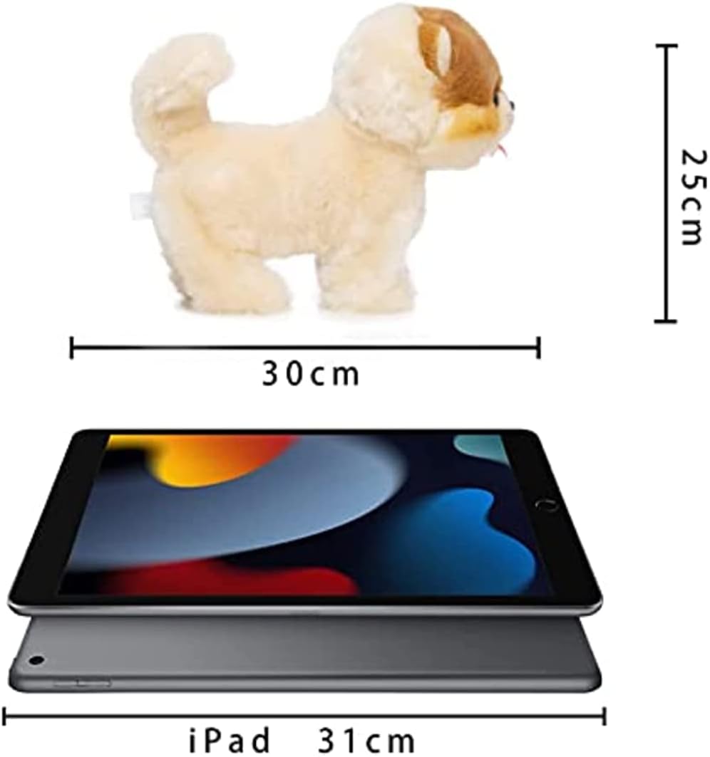 CU-MATE Plush Interactive Pomeranian Dog-Realistic Puppy Electronic Toy Dog with Walking/Barking/Wagging Tail/Talking- Robotic Pet Toy Present for Toddler Girls Boys