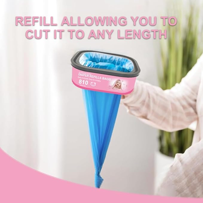 Jumbo Square Refills Disposal Bags Refill Compatible with Genie Diaper Compact, Select Pails(Not Fit Classic Version Pails), Hold Up to 810 Newborn-Sized Diapers Per Refill, 4 Pack