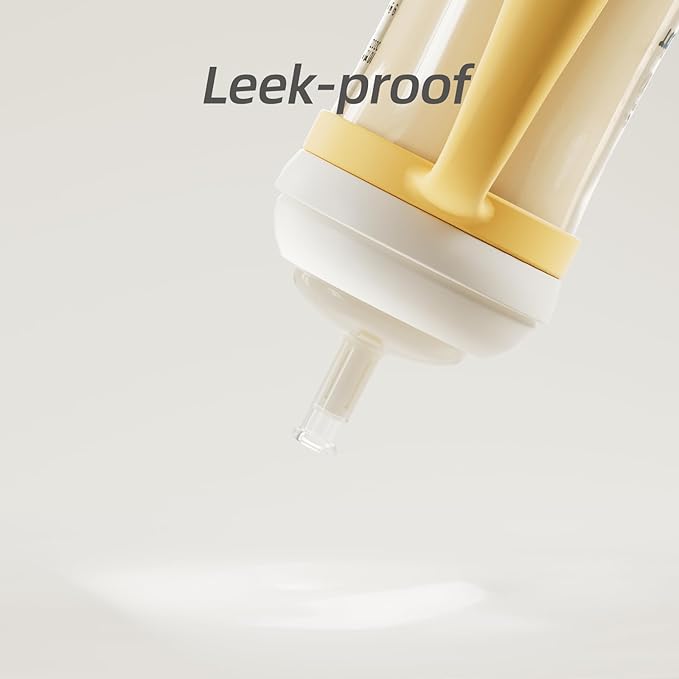 Piifur Sippy Cups for Toddlers 1-3 No Spill Straw with Handle Water Bottle 2 Pack 10 Ounce Green&Beige