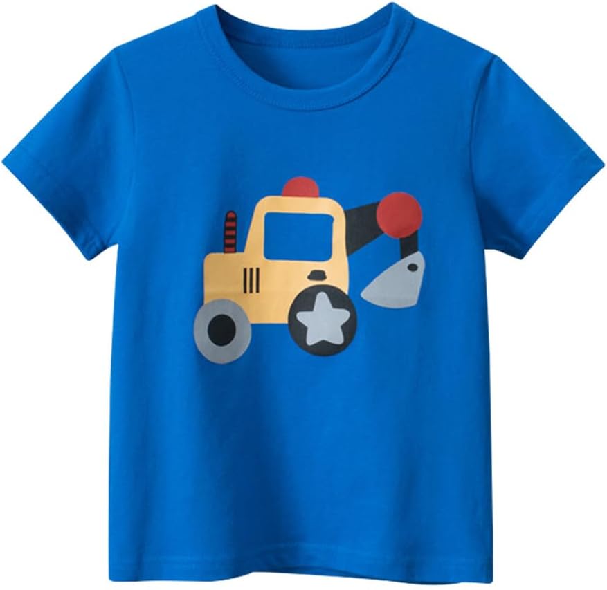 Boys' 4-Pack Excavator Short Sleeve Crewneck T-Shirts Top Tee Size 2-7 Years Toddler Boys' Value Pack Cotton T-Shirt