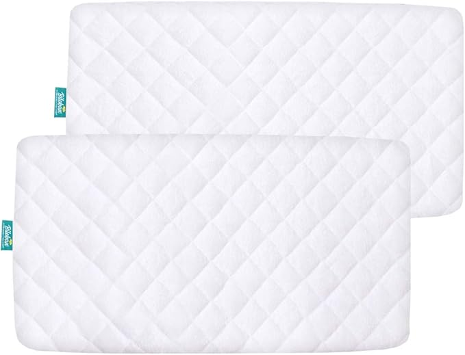 Waterproof Bassinet Mattress Pad Cover Compatible with 4moms Breeze Plus Bassinet(not playard), 2 Pack, Ultra Soft Surface, Breathable and Easy Care