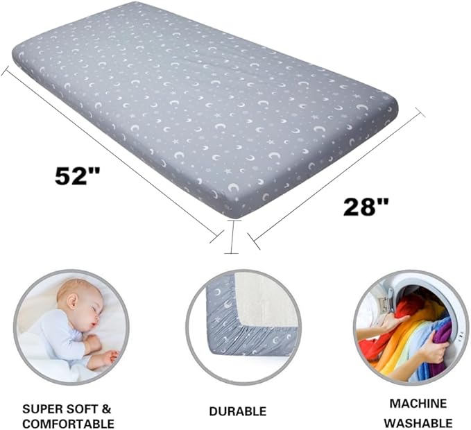 4 Pack Star and Moon Neutral Unisex Fitted Baby Sheets Set for Baby Boys or Girls (Crib Sheets)