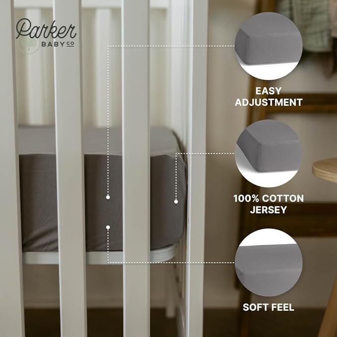 Parker Baby Soft & Durable Fitted Baby Crib Sheets | Snug Fit for Standard Crib Mattresses | Machine Washable, Fade-Resistant & Modern Nursery Designs