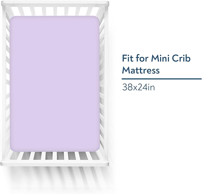 Magik & Kover Mini Crib Sheets Girl 4 Pack, Baby Crib Sheet for Mini Crib Mattress and Playard Mattress, Soft Breathable Fitted Baby Crib Sheets Set for Girls, Pink & Violet