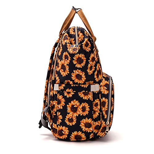 Personalized Large Diaper Bag Knapsack/Tote Bag/Backpack -Custom Monogram Embroidered for Infant/Baby Bag/ (Sunflowers)