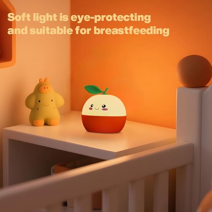 Tangerine Night Light,Cute Orange Sleep Light,Night Light for Kids,Charming lamp Decoration for Children's Rooms, Delightful Gifts for Baby Boys and Girls, Christmas Presents