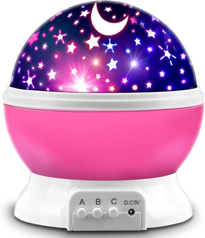 Star Projector, Night Light Lamp Fun Gifts for 1-4-6-14 Year Old Girls and Boys Rotating Star Sky Moon Light Projector for Kids Bedroom Decor -Pink