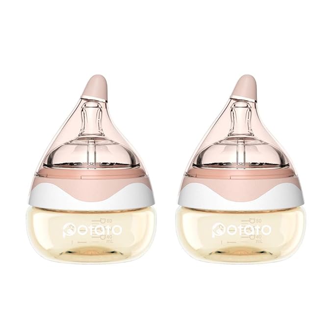 Baby Bottles for Newborn Baby PPSU Anti Colic Infant Bottles Wide Neck Breast-Like Nipple Slow Flow Breastfeeding Toddler Bottles-2pack (2.5 oz/pc, Pink)