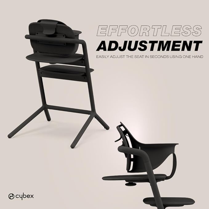 Cybex LEMO High Chair 3-in-1 Set with Baby Set + Snack Tray - Modern Design, One-Hand Depth & Height Adjustment & Anti-Tip Wheels - from 6 Months, Convertible to Adult Chair, Stunning Black