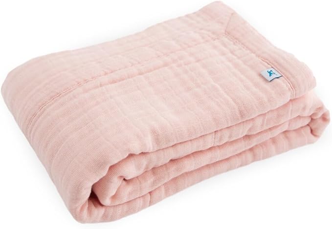 Little Unicorn New LU Cotton Muslin Baby Quilt - Light Pink, 30x40'