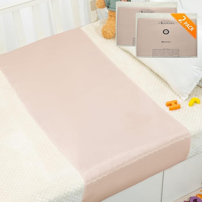 PROMEED 2 Pack 100% Mulberry Silk Crib Sleeve for Baby Hair Loss Prevention, Premium 23 Momme Natural Silk Bassinet Slip for Bassinets/Cradles/Cots/Cribs (Champagne)