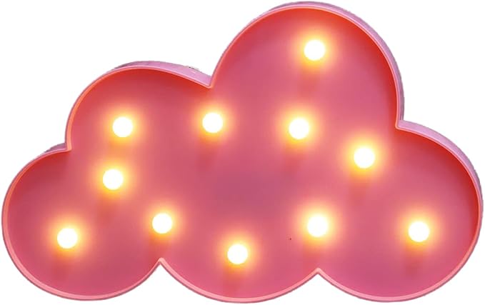 LED Cloud Marquee Signs, Light Up Cloud Decorative Signs Hanging Hole Nursery Room Night Light for Baby Shower, Party Supply, Christmas Decor-Pink
