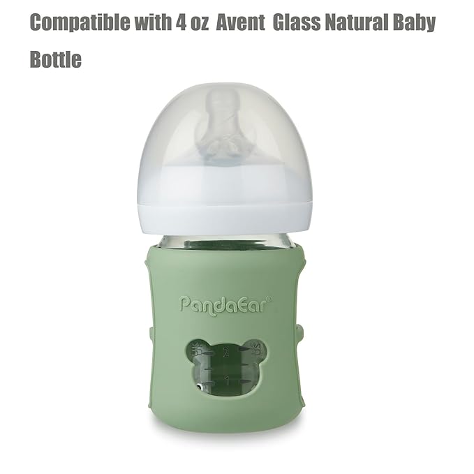 PandaEar 3 Pack Silicone Sleeves for Philips Avent Natural Glass Baby Bottles 4 oz, Shatterproof Anti-Breakage and Heat Resistant Bottle Holder, BPA-Free, Compatible with 4 oz Avent Glass Bottles