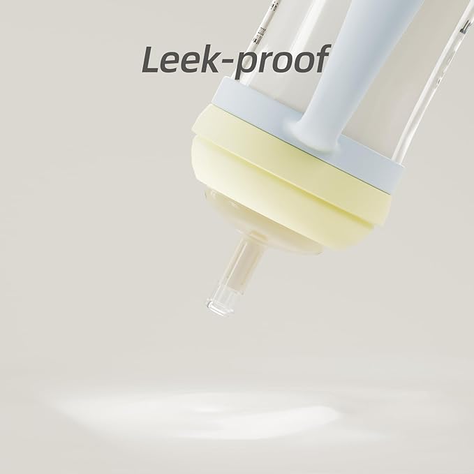 Piifur Sippy Cups for Toddlers 1-3 No Spill with 2 Straw Replacement Sets Water Bottle with Handle 10 Ounce Blue