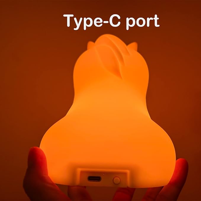 WHA&DARREN Large Unicorn Night Light for Kids,Cute Baby Night Light, Silicone Bedside Lamp,Sleep LED Lights, Eye Caring, Adjustable Brightness & Color, Time Setting, Touch Control & Remote Control