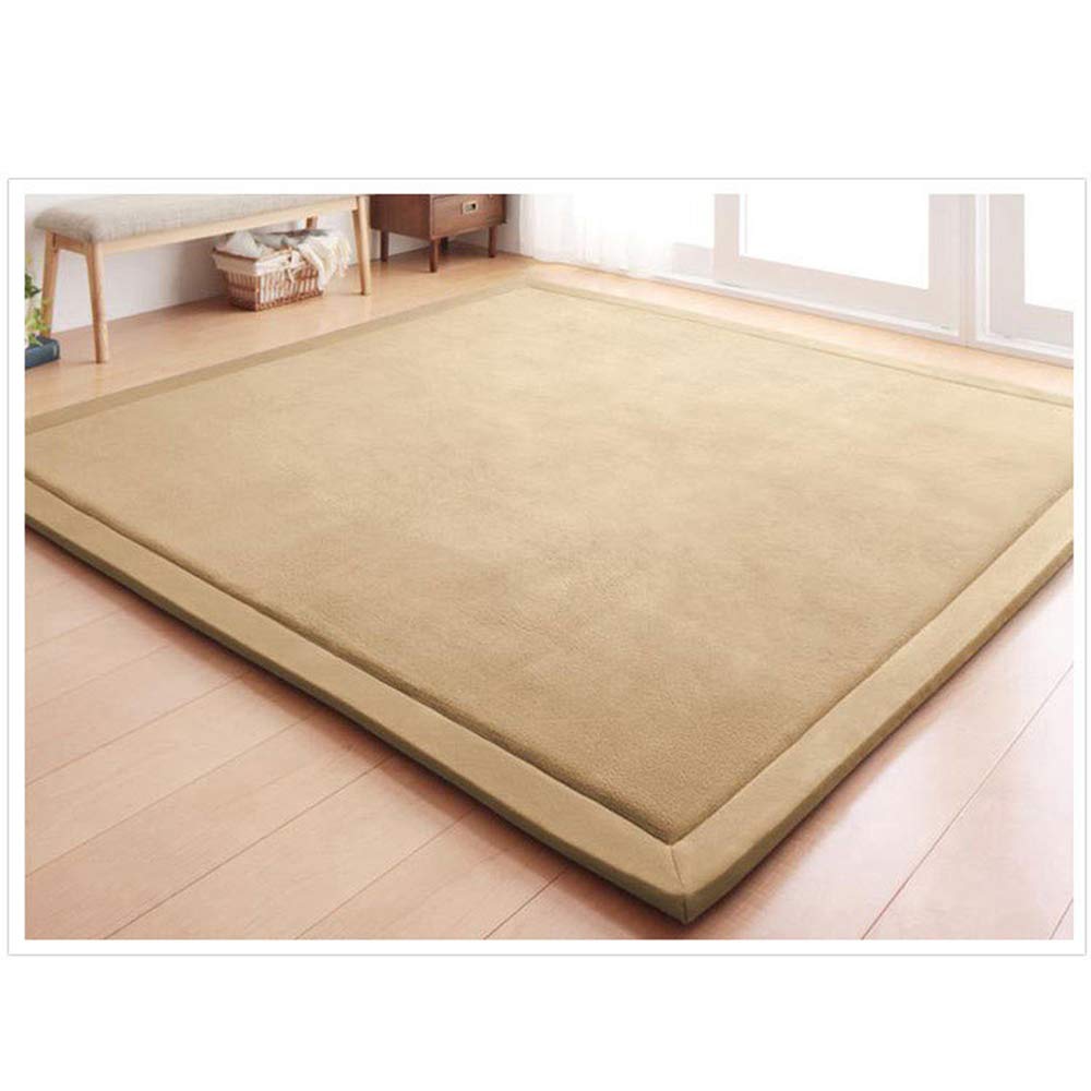 Loartee Coral Velvet Crawling Rugs & Play Mat (6.0'x 6'8", Brown) for Toddler Children & Yoga Exercise