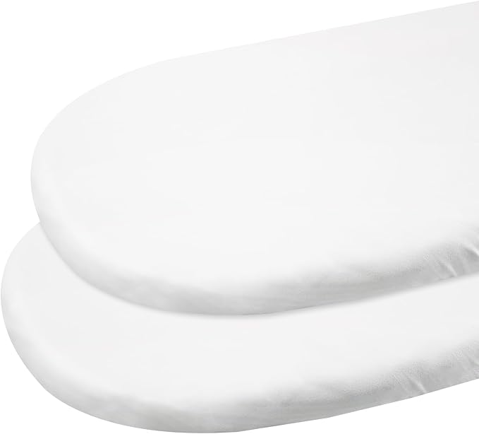 Gllquen Baby Bassinet Sheets 2 Pack, 100% Organic Cotton Bassinet Fitted Sheets for Girls Boys, Soft & Breathable Unisex Baby Mattress Sheet for Standard Bassinets 33"x17"(White)