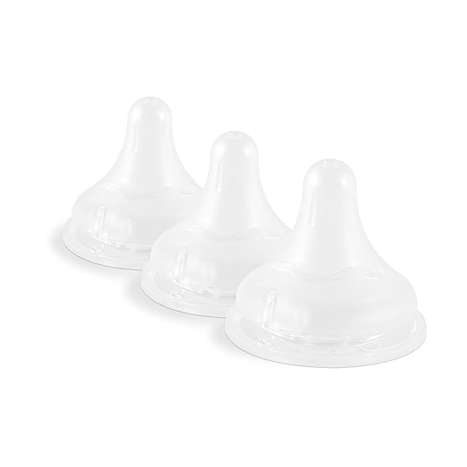 Pigeon Silicone Nipple (Stage 2) with Latch-On Line, Nurture & Nest, Natural Feel, 1+ Months, 3 Counts