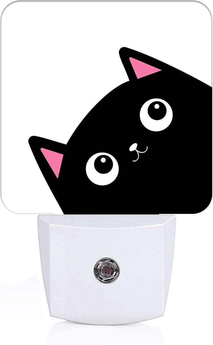 Black Cat Night Light,Plug Into Wall Decor for Stairway,Hallway,Kitchen,Dusk to Dawn Sensor Nightlights for Boys/Girls/Women/Men Room Gifts