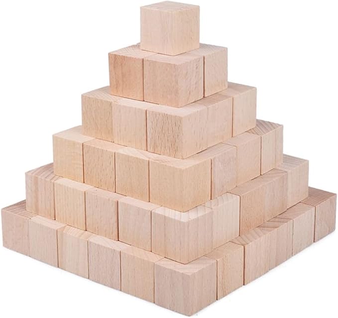 1 Inch Wood Blocks for Crafts, Unfinished Wood Cubes, Natural Blank Square Wooden Blocks, Wooden Cubes for Arts Crafts DIY Projects（1 * 1 * 1 inch，50Pcs）