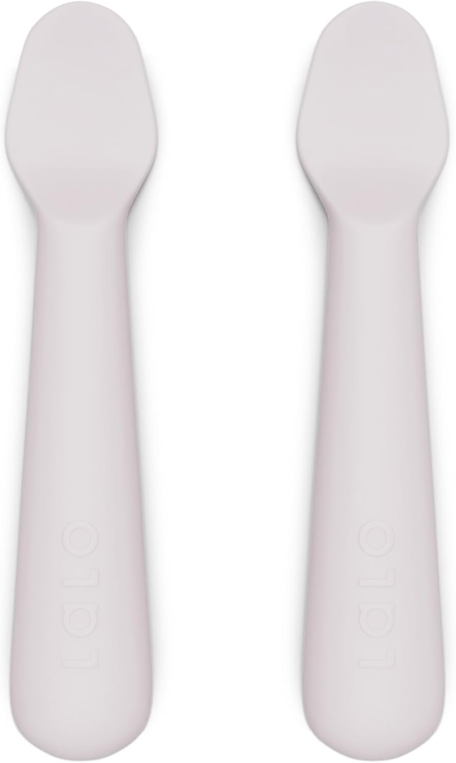 Lalo 2-Piece Baby Spoons Set - Lavender Silicone, Dishwasher Safe, Ages 4 Months+