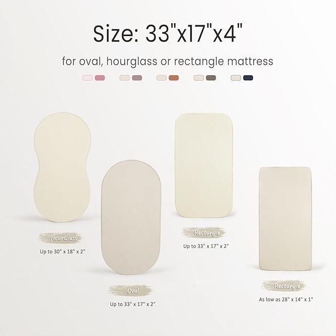lulumoon Baby Muslin Bassinet Sheets: Cotton Bassinet Sheets Neutral for Boys and Girls - Fitted for Oval Rectangle or Hourglass