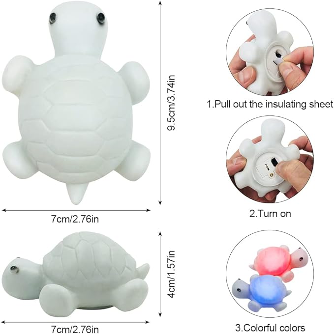 AFUNTA 4 PCS Cute Turtle Night Lights, 7 Color Changing 3D LED Lamp for Kids Room, Christmas Home Decor Gift