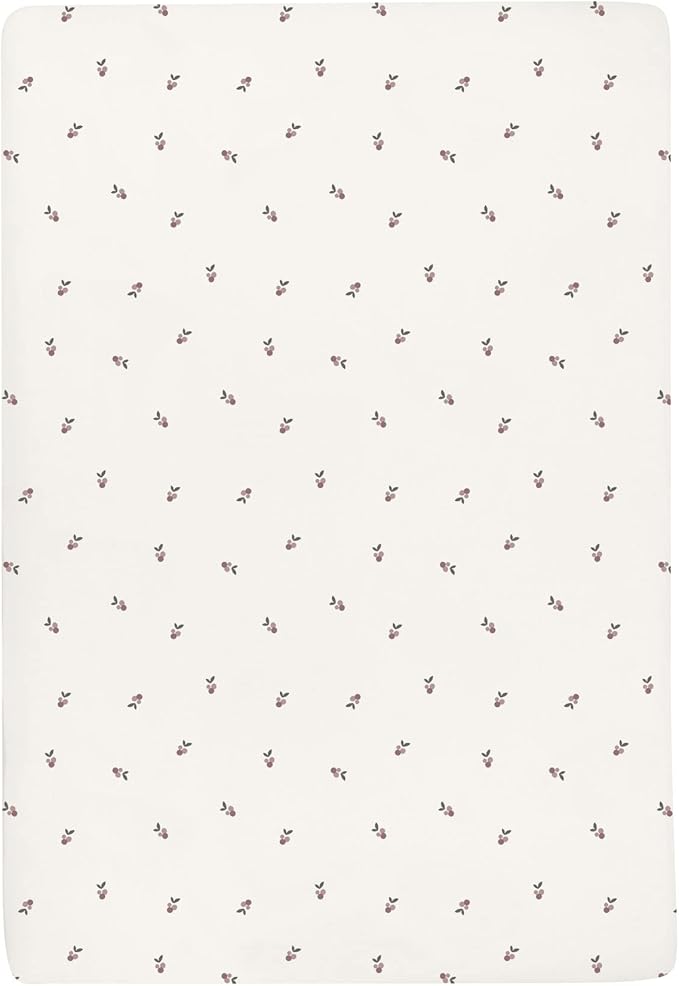 Ely's & Co. Patent Pending Waterproof Crib Sheets, 100% Cotton with Waterproof Lining - Built in Mattress Protector, 2 Pack Fitted Crib Sheet Set, Berry and Cluster Dot (Lavender) 28” x 52”