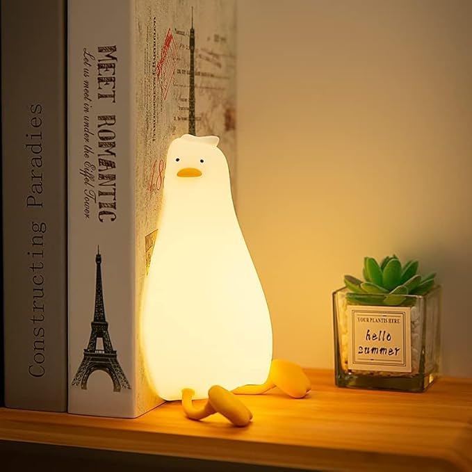 Cute Duck Lamp,Fun Lying Flat Duck/Chicken/Pig/Rabbit/Panda Night Light,LED Squishy Animal Novelty Lamp,Toddler Baby Night Light for Kids,Nursery Touch Kawaii Lamp Room/House Décor
