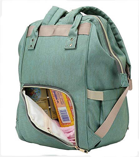 Personalized Large Diaper Bag Knapsack/Tote Bag/Backpack -Custom Monogram Embroidered for Infant/Baby Bag/ (Green)