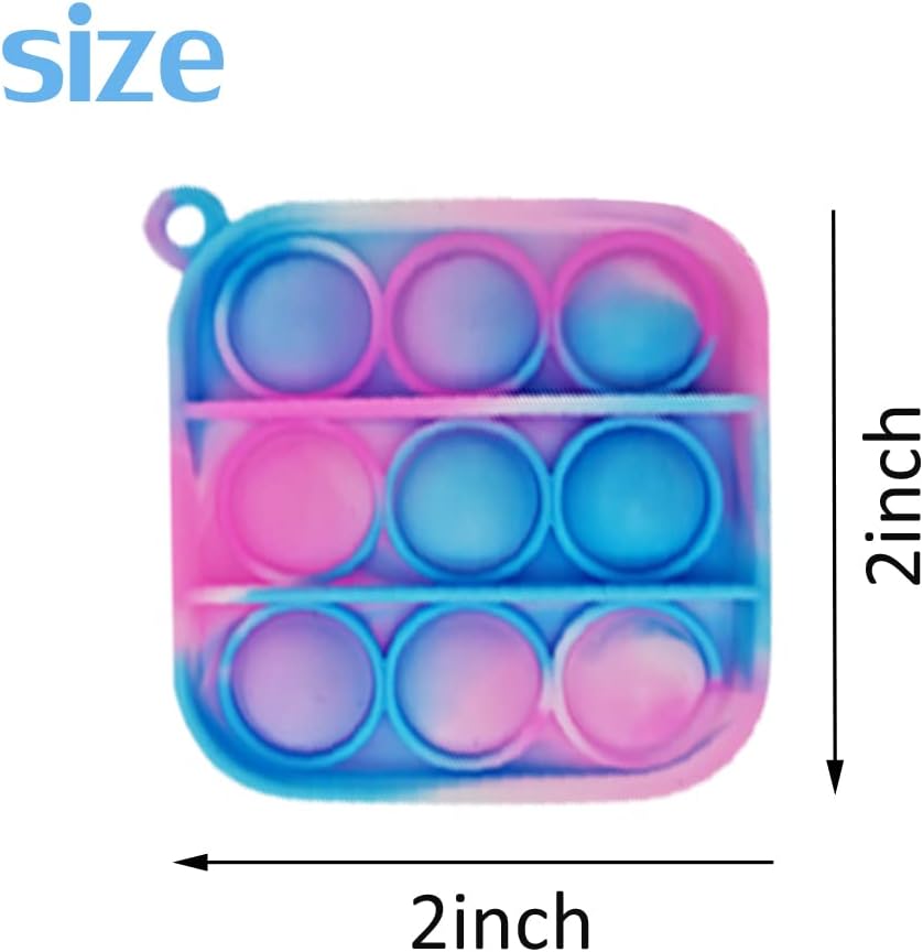 60 Pcs Tie Dye Squeeze Pop Bubble Simple Fidget Sensory Toys, Keychain Wrap Small Pop Bulk Classroom Prizes Relieve Anxiety Stress Toy for Kids Adult