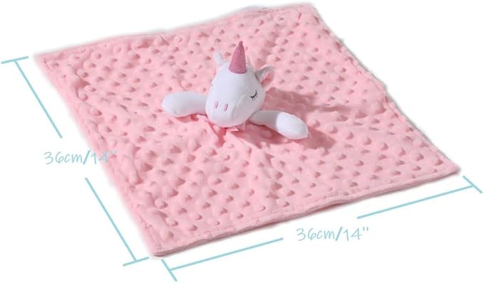 CREVENT Cozy Plush Baby Security Blanket, Loveys for Baby Girls and Boys, Birthday (Unicorn + Bunny)
