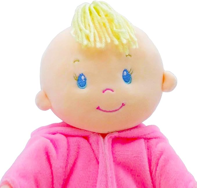 June Garden 12" Sweet Dolly Frida - Stuffed Ultra Soft Baby Bear Doll for Birth and Up - Removable Pink Outfit