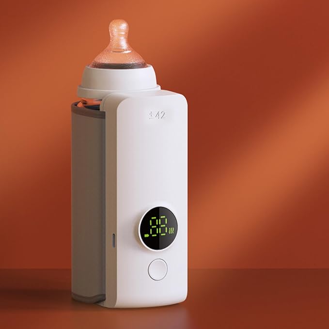 Portable Bottle Warmer, Fast Heating Milk Warmer for Travel, 6 Settings Temperature Display, 6000mAh Battery, USB Rechargeable Bottle Warmer On The Go, Waterless Warming Milk