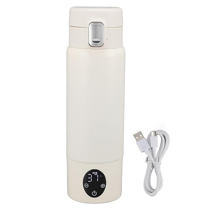 Portable Bottle Warmer, Bottle Warmer, Portable Milk Warmer for Travel, Quickly Heats Water, 37-50°C, Adjustable Capacity 300ml, Travel Bottle Warmer