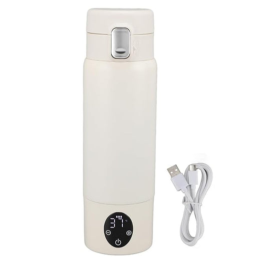 Portable Bottle Warmer, Bottle Warmer, Portable Milk Warmer for Travel, Quickly Heats Water, 37-50°C, Adjustable Capacity 300ml, Travel Bottle Warmer