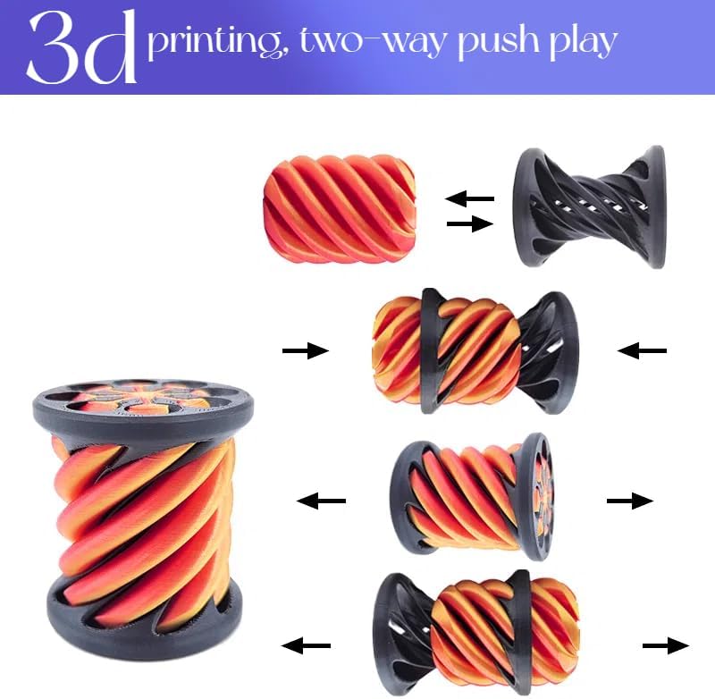 Impossible Pyramid Passthrough Sculpture, Pass Through Pyramid, 3D Printed Spiral Cone, Mini Vortex Thread Illusion (Red)