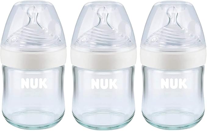 NUK Simply Natural Glass Baby Bottles, 4 oz, 3 Pack
