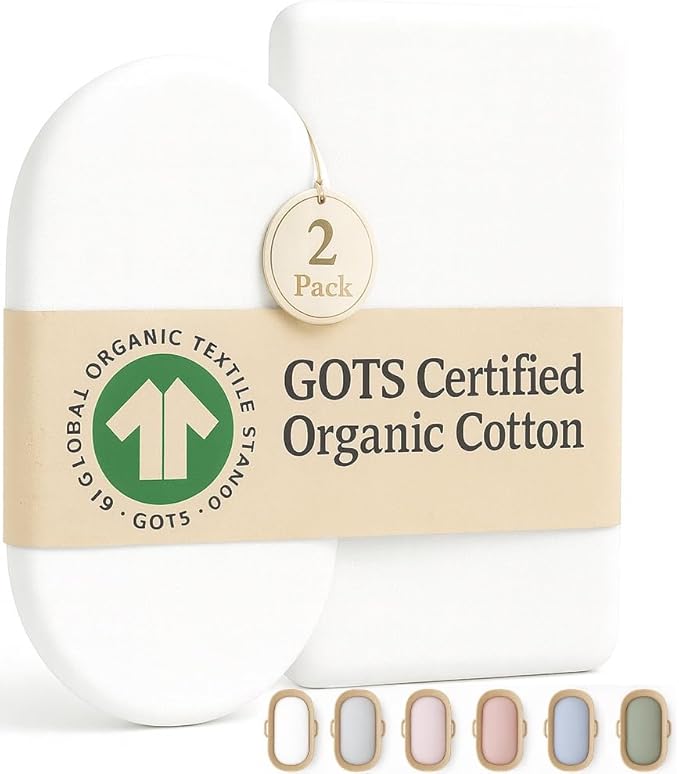 SNOO Compatible GOTS Organic Bassinet Sheets - Aegean Heritage Turkish Cotton 200 GSM - Feel The Quality at First Touch - Halo Bassinet / 100% Cotton SNOO Smart Sleeper Mattress (2 Pack) Boy & Girl