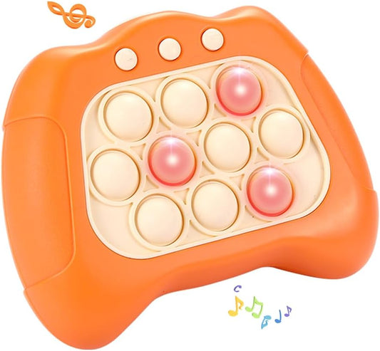 Fast Push Bubble Game, Quick Push Pop Game, Quick Push Toy with Lights, Pop Fidgets Game Toys, Fun Stress & Anxiety Relief Games Toys (Orange)