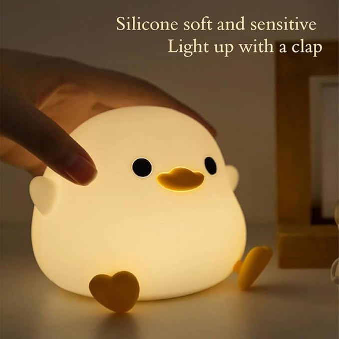 DoDo Duck Night Light, LED Cute Silicone Dimmable Nursery Lamp, Touch Sensor Lamp, RGB & Warm White Light for Kids, Bedrooms, Dorm Decor, and Gift Ideas(Battery)