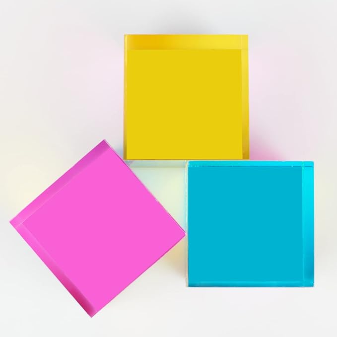 CMY Color Cube, 40mm (1.6 inch) Multi-Color Acrylic Prism, Physics Toy and Desktop Decor, 2 Pack