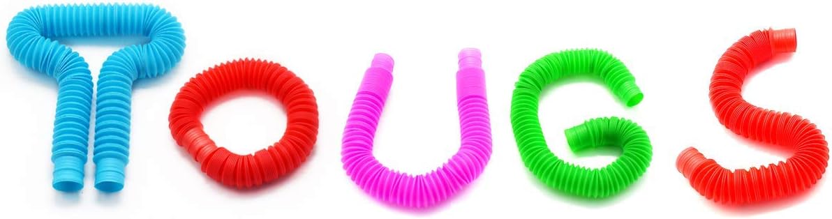 Pop Multi-Color Tubes Sensory Toys for Toddler Kids Learning Toys - 4 Pack