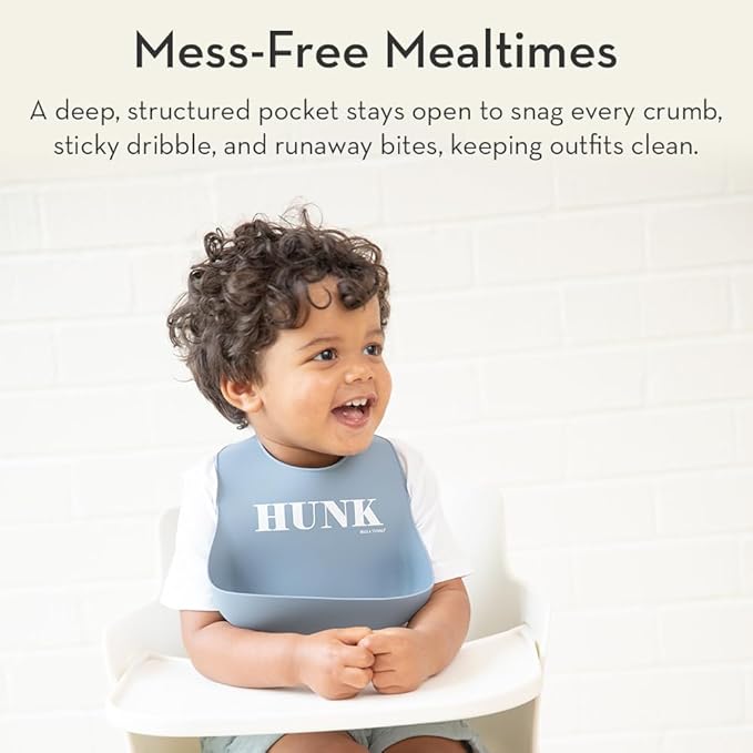 Bella Tunno Baby Bib for Eating, Waterproof Silicone Bib with Large Food Catcher, Adjustable Fit for Babies 4-12 months & Toddlers 1-3 Years, Boys & Girls, Food Critic
