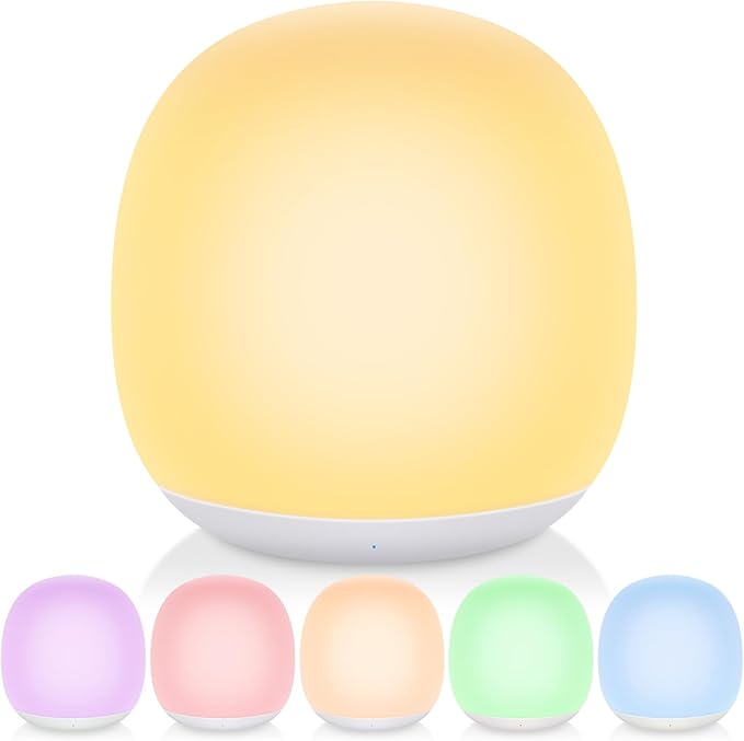 Night Light for Kids, Egg Night Light for Nursery,RGB Color Changing&Dimmable Touch Control Baby Light with Timer, Silicone Portable Toddler Nightlight Lamp for Bedside, Kids Room