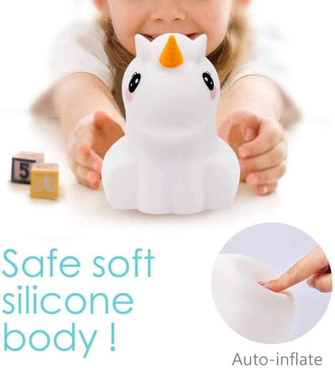 Night Light, Big Size Night Light for Kids, Bedside Multicolor Lamp for Children, Remote&Touch Control, Break Resistant, Adjustable Brightness & Color, Timing Function - Large Unicorn