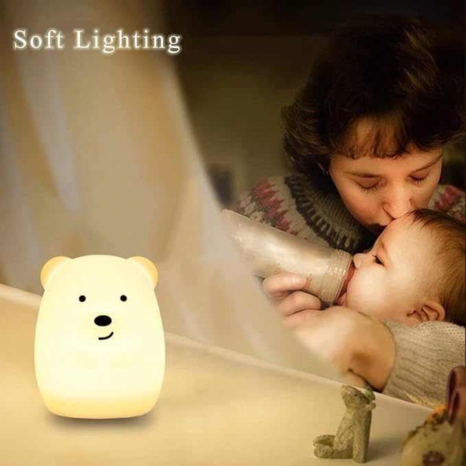WHA&DARREN Large Owl Night Light for Kids,Cute Baby Night Light, Silicone Bedside Lamp, Sleep Lights, Eye Caring, Adjustable Brightness & Color, Time Setting, Touch+Remote Control