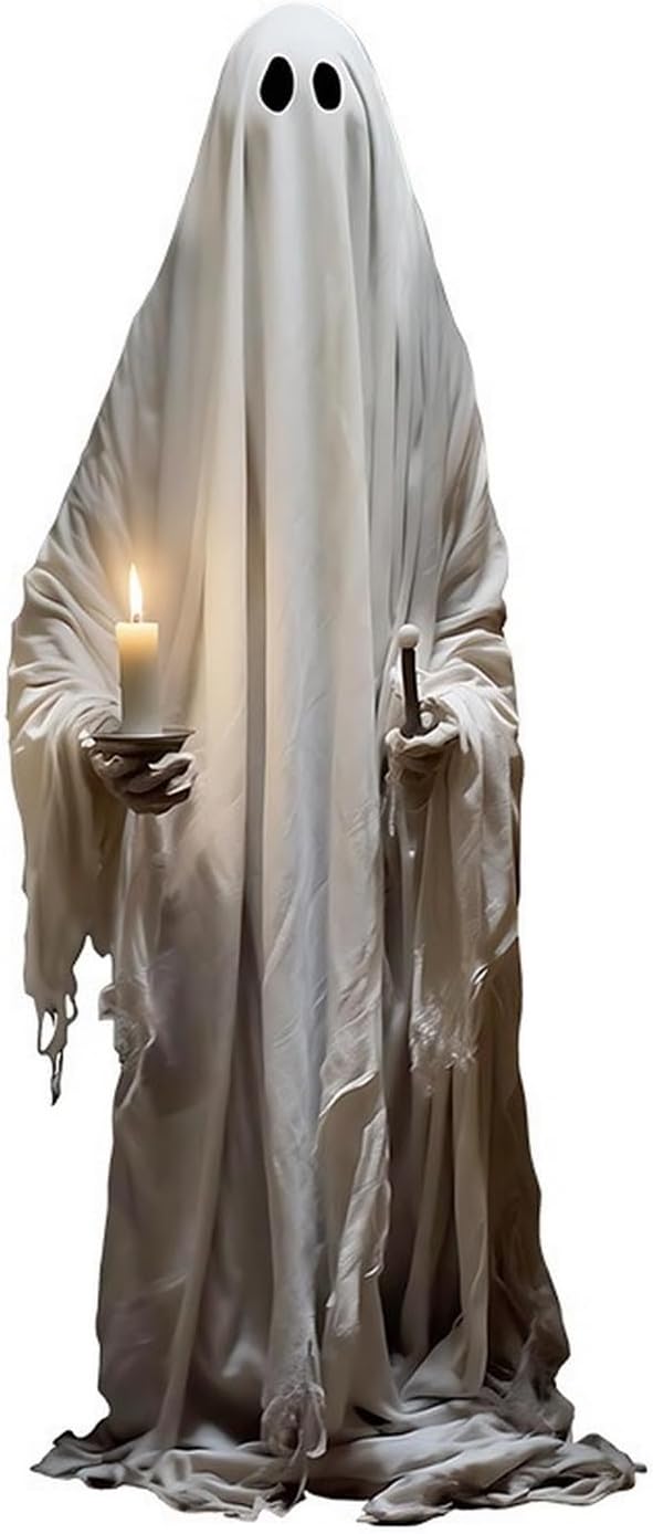 2 Pcs Halloween Decorations Window Clings Decor Double-Side Extra Large Scary White Ghosts Halloween Spooky Window Decals School Home Office Party Supplies for Glass Windows