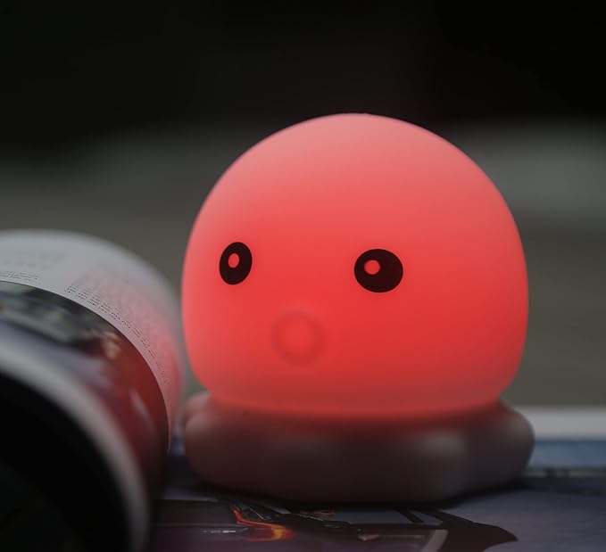 Cute Kids Night Light Night Lamp Night Lights for Kids Bedroom Toddler Baby Portable Silicone Battery Led Nightlight Nursery(Cute Octopus)